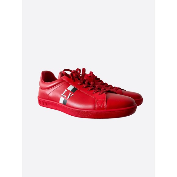 Louis Vuitton Red LV Stripe Luxembourg Trainers - Picture 5 of 7